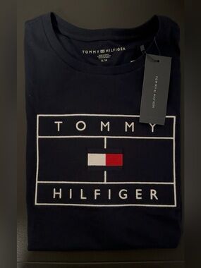 Tommy Hilfiger Navy Tee with White Box Logo